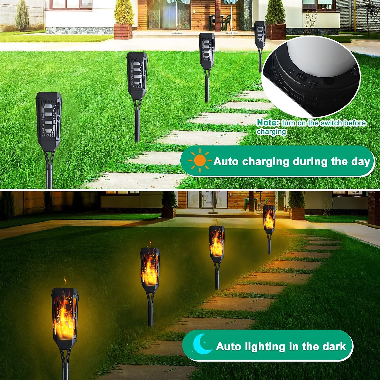 8 Pcs Outdoor Waterproof Solar Flashing Flames Plug in Lights Sensor Lights Garden Courtyard Lawn Path Christmas Halloween Festival Atmosphere Decorative Lights Landscape Lights 2025 - $81.99 –P13