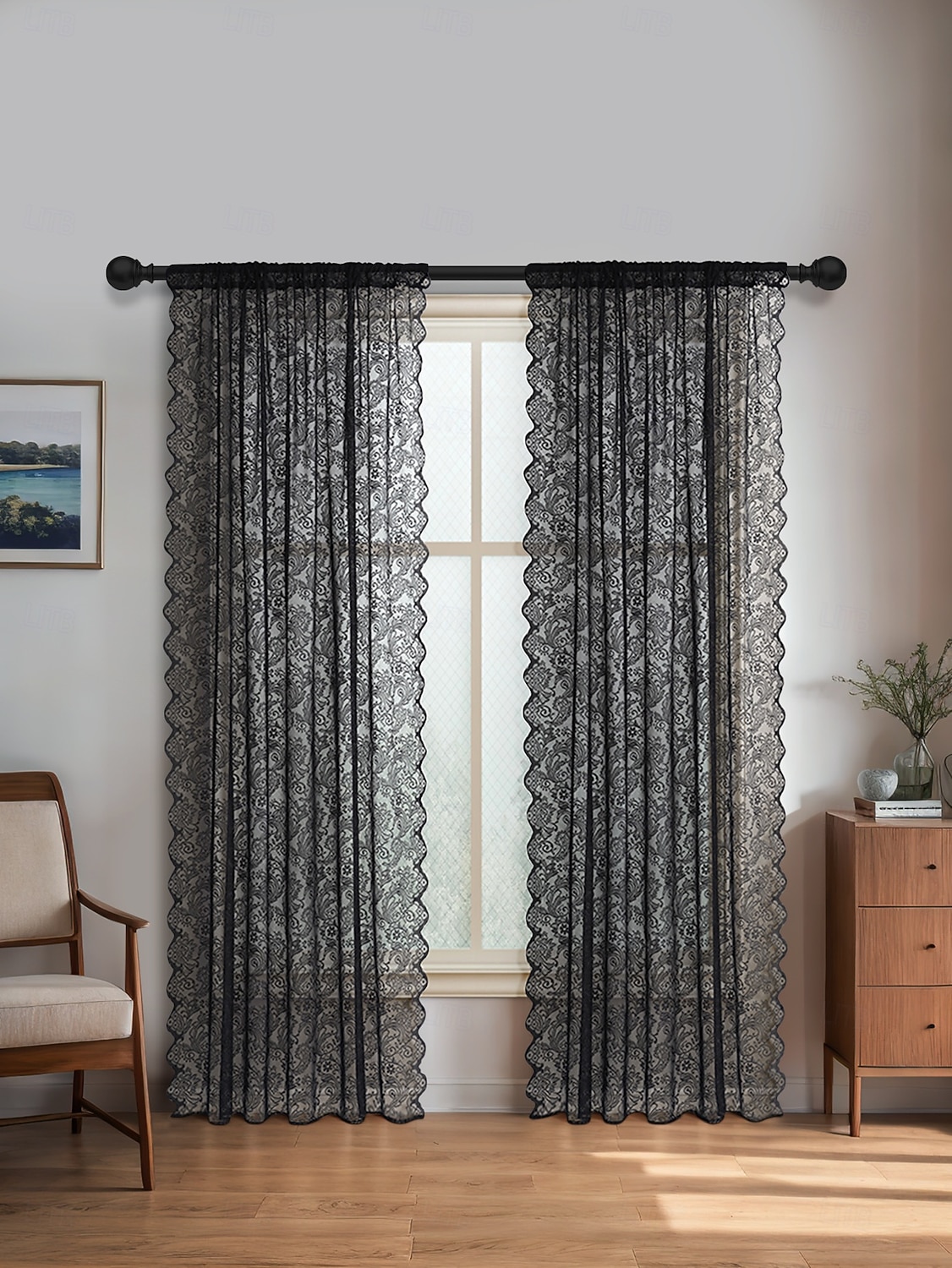 Curtain Drapes French Vintage Lace Sheer Curtains - Decorative Privacy Drapes for Living Room & Bedroom, Room Divider 2026 - $9.49 –P8