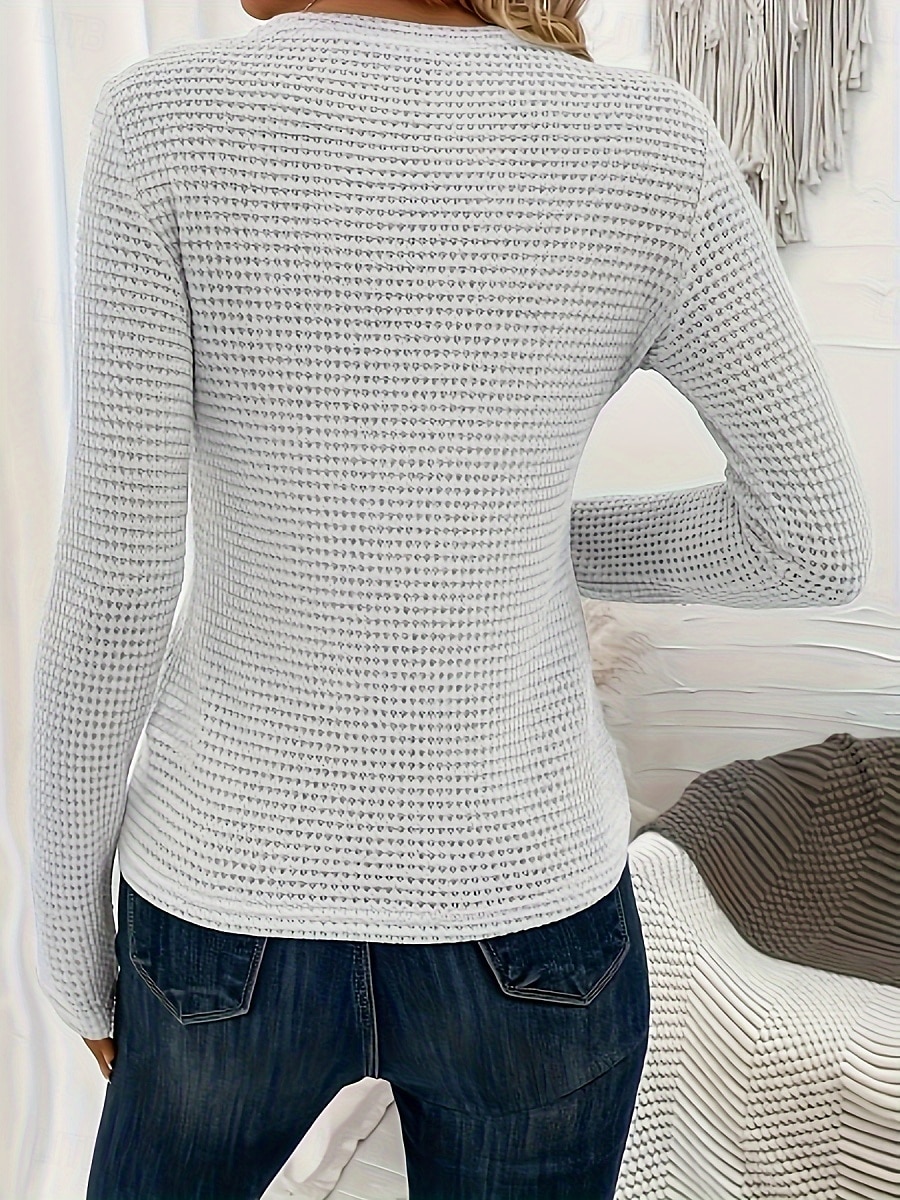 Damen T Shirt Einfach Mode Modern Lässig Langarm Rundhalsausschnitt Normale Oberteile Täglich Wochenende Ausschnitt Schwarz Weiß Grün Beige Sommer 2025 - $15.99 –P8