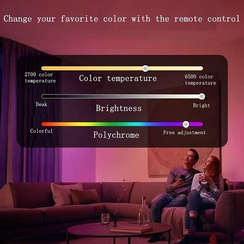 LED Lamp Dimmable Multicolour RGB Light Bulb 2000 mah Rechargeable Bulb A65 Light Smart Remote Control Home Decor Outdoor Activities and Camping 2025 - $16.99 –P12