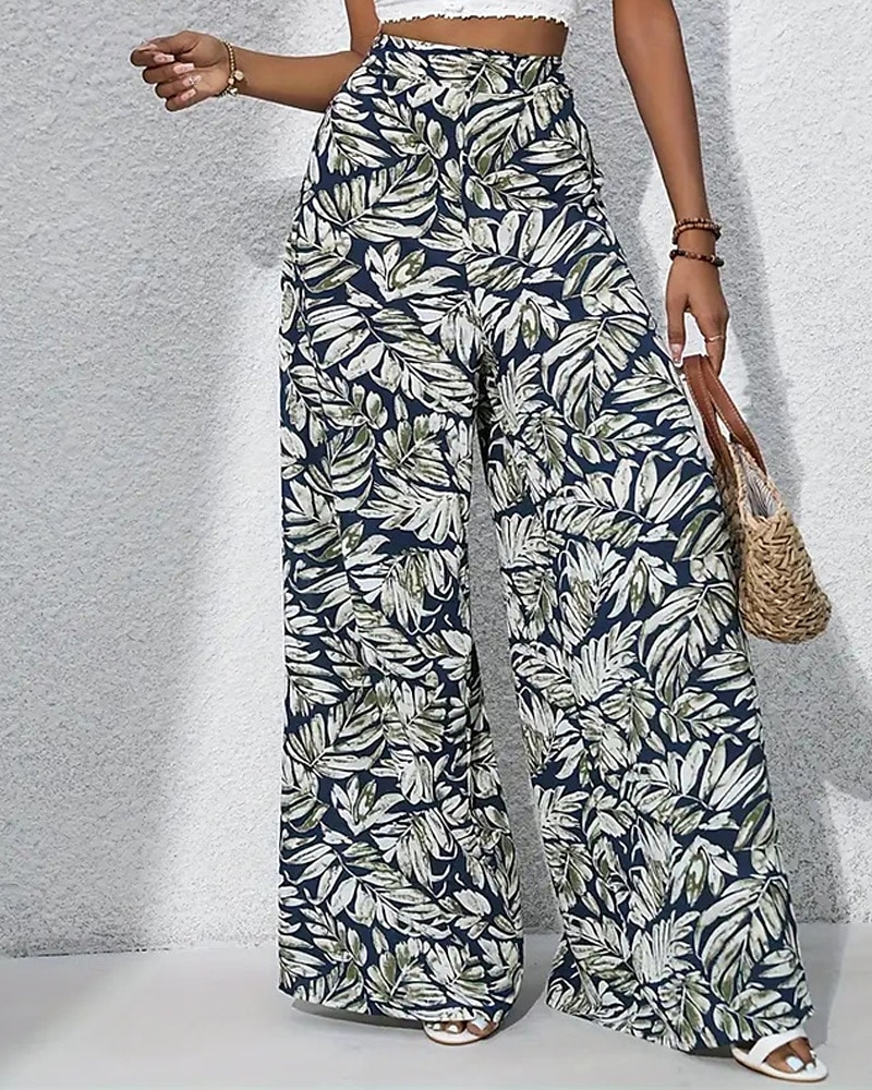 Per donna Gamba larga Pantaloni Casual Boho Lunghezza intera Vita Alta Piante Tasca Design con Coulisse Elastica Traspirabilità Morbido Micro-elastico Vacanza Streetwear Abbigliamento quotidiano del 2025 a $17.99 –P10