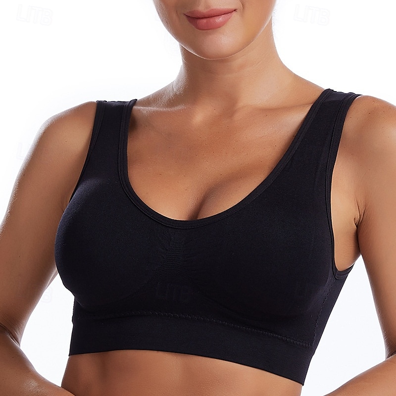 Women's Yoga Bra Pilates Bra Sports Bra Bra Top Push Up Seamless Anti-vibration Wireless Solid / Plain Color Sport Activewear Deep Purple Watermelon Red Gym Zumba Running 2025 - $8.99 –P5