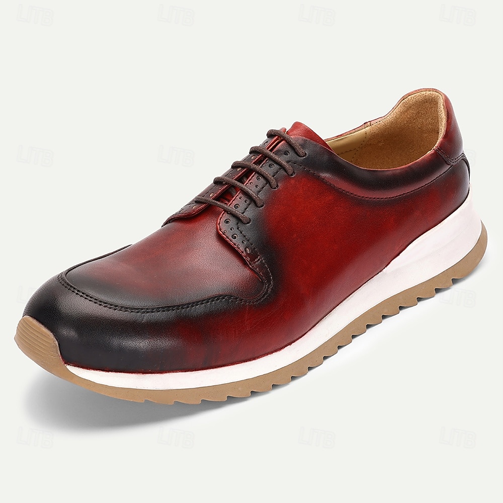 Premium röda lädersneakers för män med mjuk dämpning och slitstark yttersula - bekväm och snygg design, perfekt för vardagsbruk och helgutflykter 2025 - $109.99 –P1