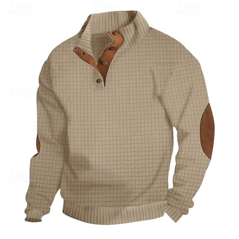 Homme Sweat-shirt gaufré Sweat à capuche boutonné Noir Blanche Vert Véronèse Kaki Gris Col montant Bloc de Couleur Quart de zip Texturé Sport & Loisir Occasionnel Quotidien Streetwear Frais Vêtements de 2026 ? $24.99 –P1