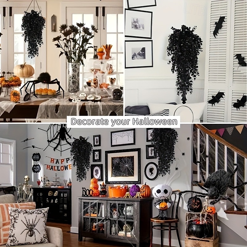 2/4 mazzi di piante artificiali di Halloween, foglie di eucalipto finte, finte piante verdi in plastica per esterni, per pareti, casa, stanza, patio, interni, mensole, ufficio, decorazioni del 2025 a $9.49 –P5