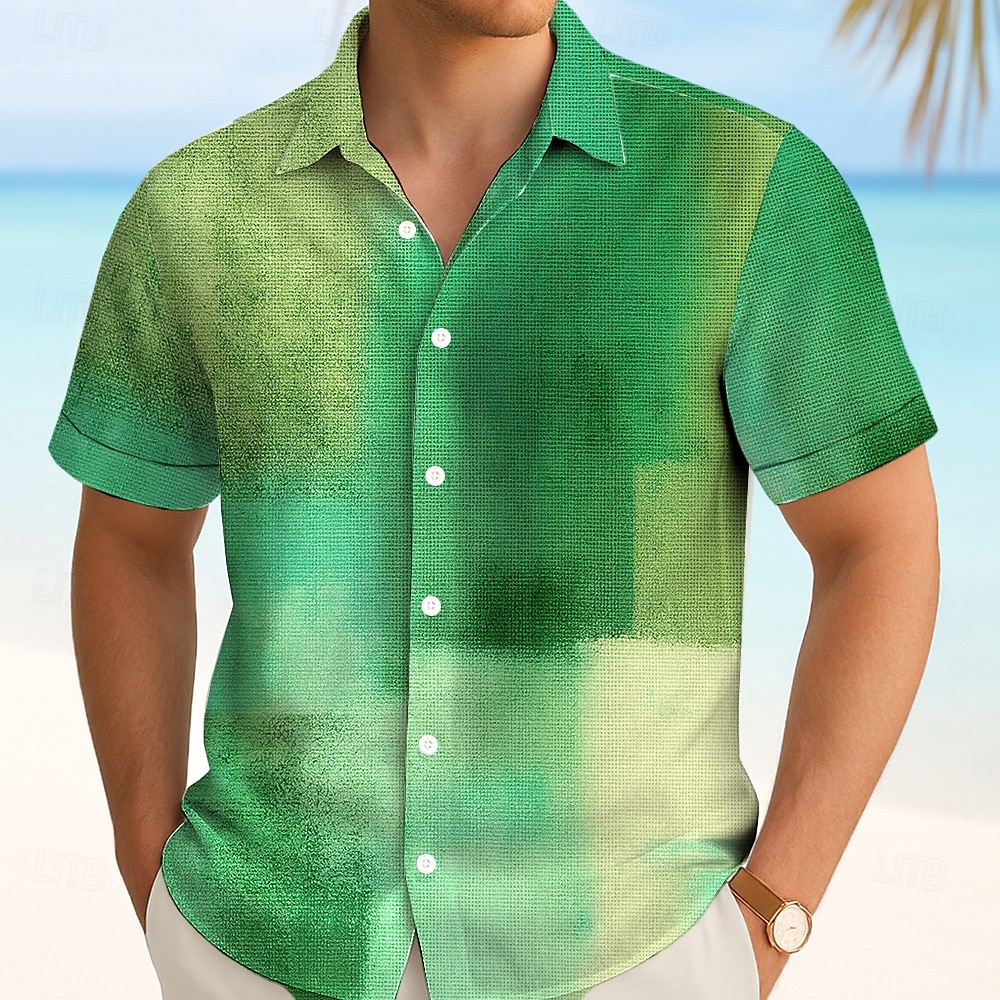Voor heren Kleurenblok Verloop Overhemd Zomer overhemd Overhemd met knopen Korte mouw Mode-casual Buiten Vakantie Dagelijks gebruik Zomer Lente Strijkijzer 3D-afdrukken shirts met kraag blauw Oranje 2025 - $23.99 –P5