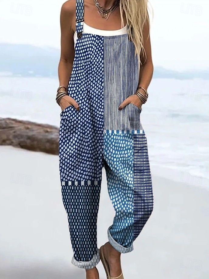 Femmes Combinaison Actif Graphique Sans manches Patchwork Cordon de serrage Vacances Rue Coupe Ample Marron clair Bleu Orange Été de 2025 ? $14.99 –P2