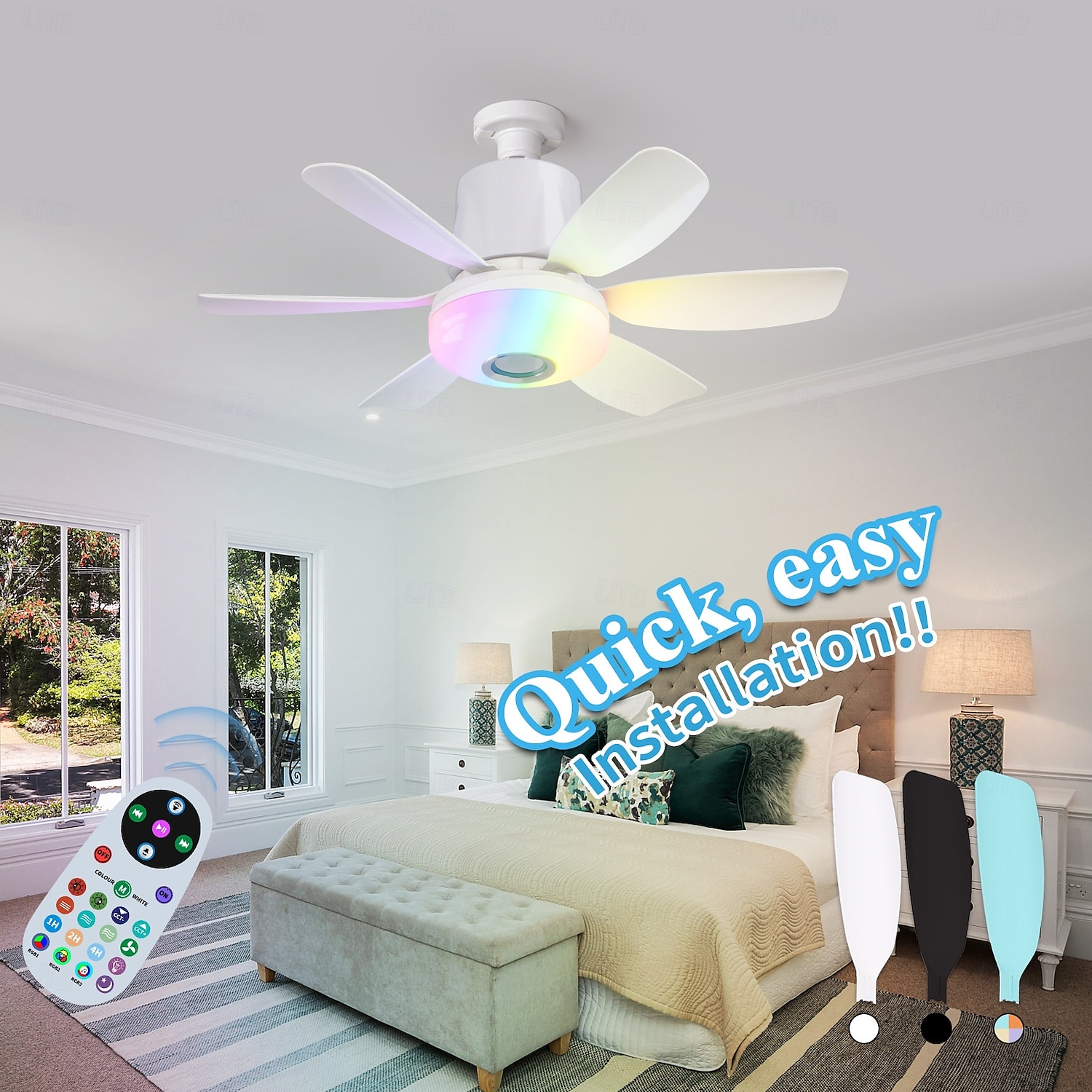 1 moderner Deckenventilator-Kronleuchter mit intelligenter Fernbedienung, E27-Schraubsockel – einfach zu installieren, starker Wind für Wohnzimmer, Schlafzimmer, Arbeitszimmer, Küche, Werkstatt, 2025 - $50.99 –P8