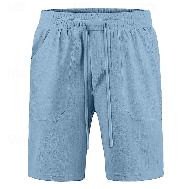 Herren Shorts Leinenshorts Sommershorts Strandshorts Tasche Kordelzug Elastischer Bund Einfach Komfort Atmungsaktiv Knielang Lässig Täglich Ferien Urlaub Klassicher Stil Schwarz Weiß 2025 - $17.99 –P1