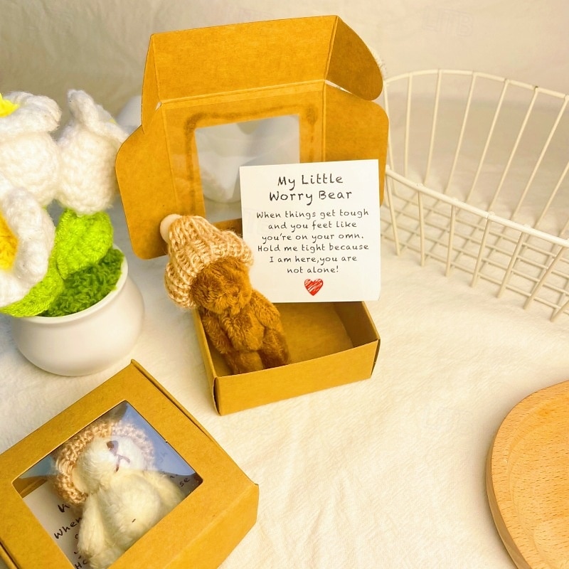 Mini orsacchiotto di peluche fatto a mano in confezione regalo, peluche tascabile per bambini e adulti, grazioso orsetto per regali di compleanno, San Valentino e anniversario. del 2025 a $9.99 –P10