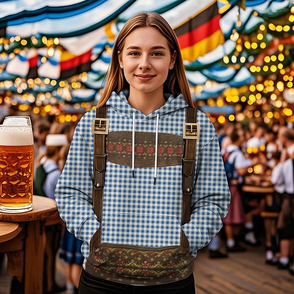 Hoodie Print Casual Bavarian Bishop Sleeve Front Pocket Graphic for Women's Adults' 3D Print  for Carnival Oktoberfest Beer Vacation Party 2026 - $32.99 –P1
