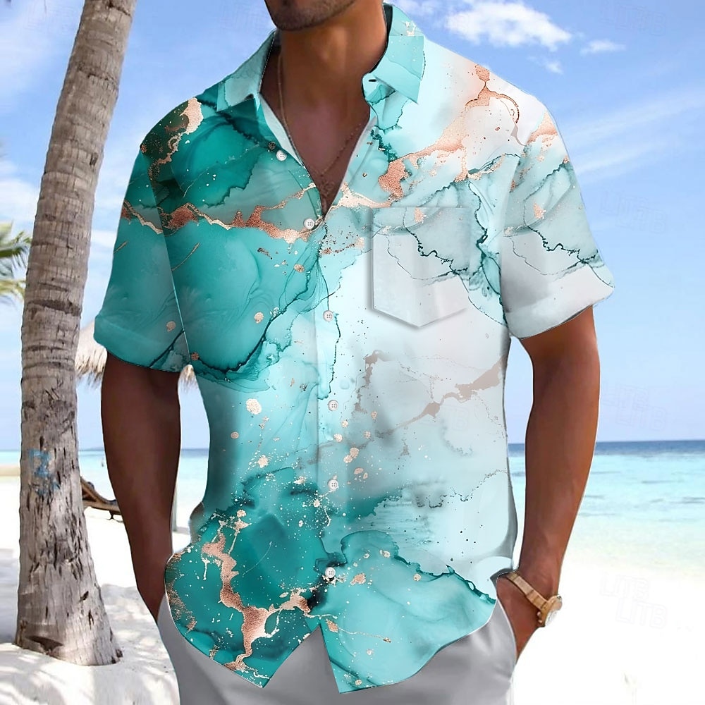 Voor heren Geometrisch Abstract Marmer Overhemd Zomer overhemd Overhemd met knopen Korte mouw Mode-casual Buiten Vakantie Dagelijks gebruik Zomer Lente Strijkijzer 3D-afdrukken shirts met kraag 2025 - $23.99 –P5