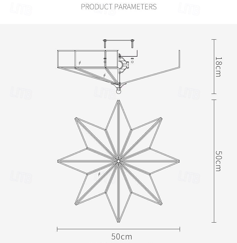 Luminária de teto moderna de LED com 4 luzes, vidro fosco chanfrado, montagem embutida, luminária tradicional de latão com estrela próxima ao teto, luminária pendente decorativa para sala de estar de 2025 por $364.19 –P3