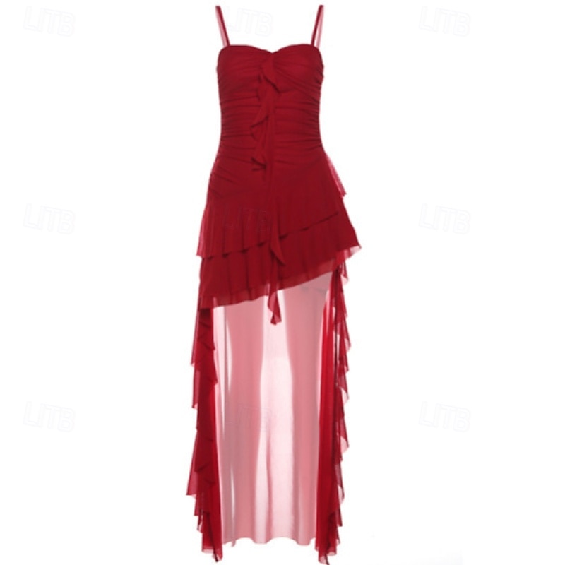 Per donna Abito Lungo Maxi Abito Abito Estivo Abito Sottoveste Moda Moderno All'aperto Ferie Data Vestibilità regolare Semplice Senza Maniche Spalline sottili Nero Bianco Rosso Estate del 2025 a $28.99 –P11