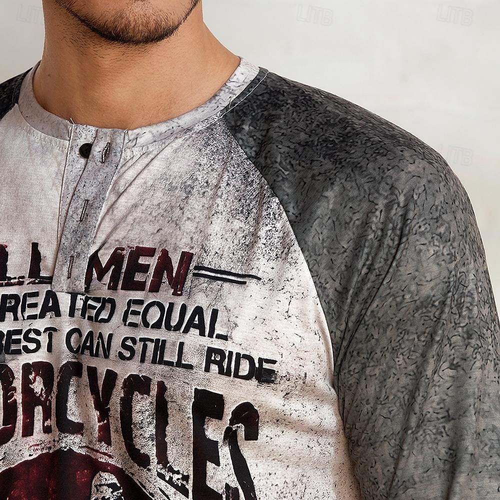 Herr T-shirt Henleytröja Grafiska tryck Motorcyklar Henley Gul Blå Kaki Grå Utomhus Ledigt Långärmad Button-Down Mönster Kläder Stylish Lättvikt Vintage Andningsfunktion 2025 - $22.99 –P4