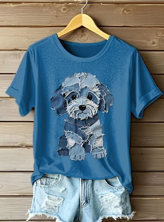 Femmes T-shirt Graphique Animal Chat ancien Élégant Classique Manche Courte Col ras du cou Hauts Réguliers Quotidien Week-end Imprimé Noir Blanche Rose Claire Bleu Vert Été Printemps de 2025 ? €18.89 –P3