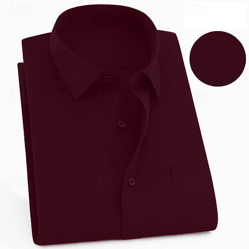Men's Dress Shirt Non Iron Shirt Collared Shirt Button Up Shirt Plain Wedding Work Black White Yellow Pink Short Sleeve Square Neck Summer Clothing Apparel Print 2025 - $27.99 –P8