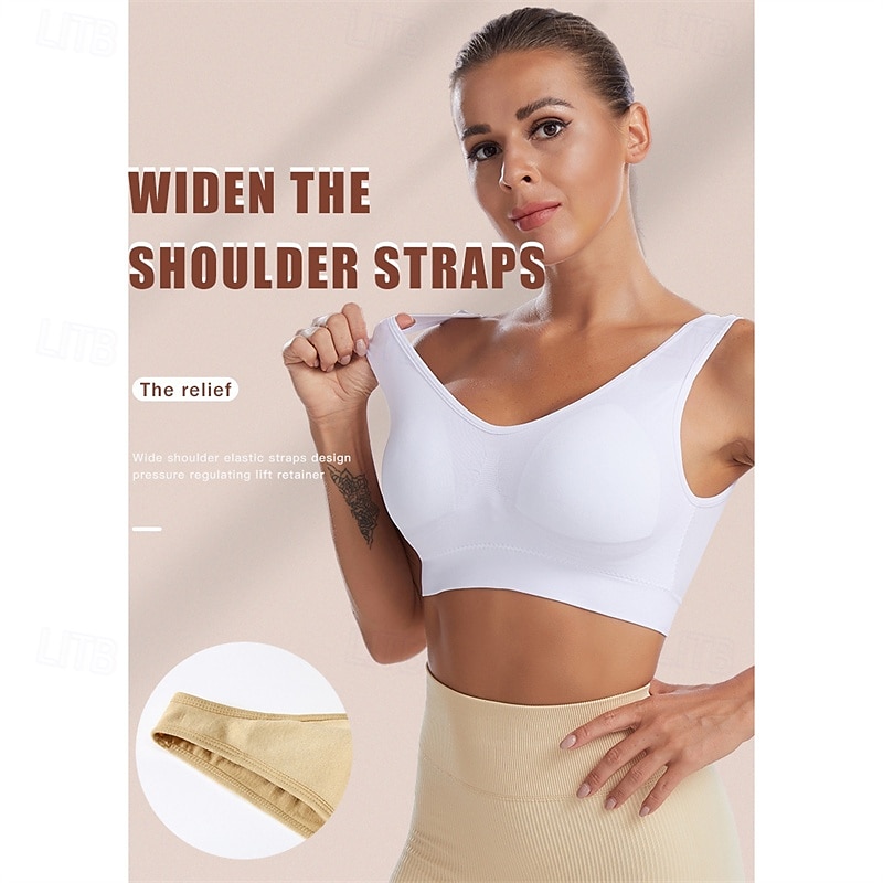 Women's Yoga Bra Pilates Bra Sports Bra Bra Top Push Up Seamless Anti-vibration Wireless Solid / Plain Color Sport Activewear Deep Purple Watermelon Red Gym Zumba Running 2025 - $8.99 –P14