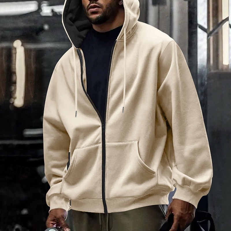 Homme Sweat à capuche Sweat à capuche zippé intégral Sweat à capuche en polaire Noir bleu marine Vert Kaki Gris Claire À capuche Uni Fermeture éclair Avec Poches Travail Sport & Loisir Occasionnel de 2025 ? $27.99 –P5