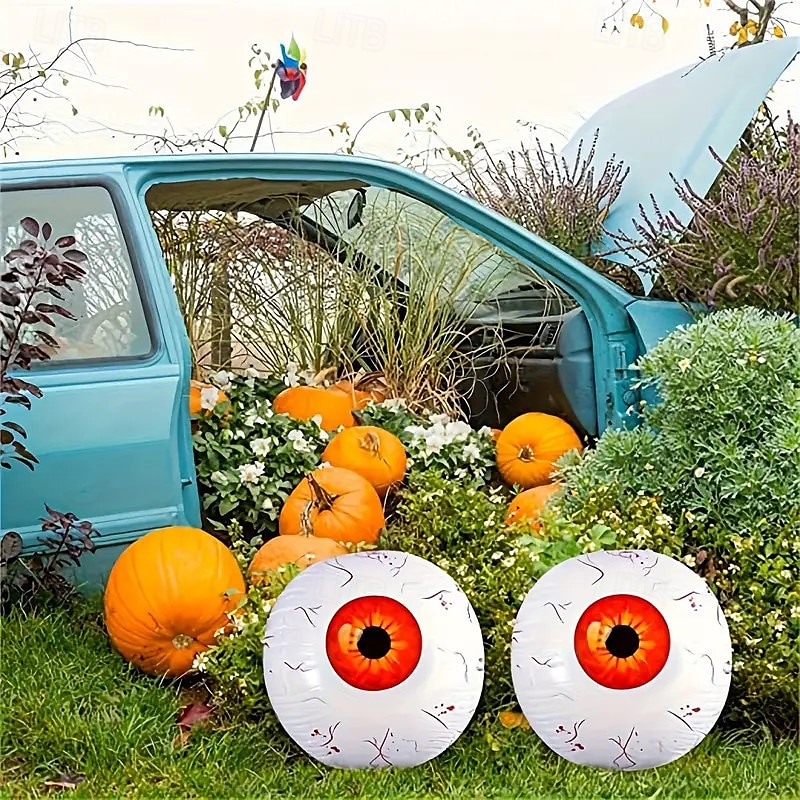 Set van opblaasbare Halloween-oogballen in 4D, eng ontwerp, tuindecoratie in klassieke stijl, op de grond gemonteerde buitenrekwisieten, themafeestdecoraties, geen elektriciteit nodig - 22 inch 2025 - $7.99 –P2