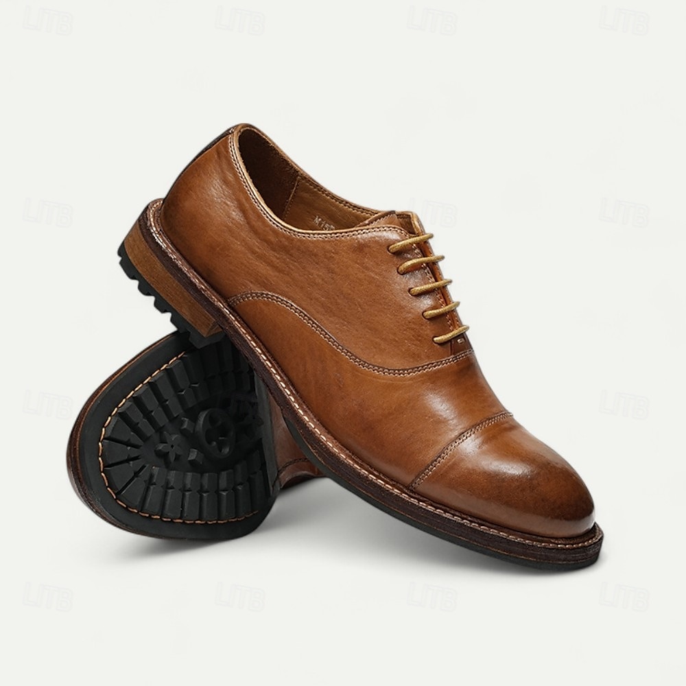 Herresko i brunt skinn med Goodyear-rand og rene linjer – klassiske og allsidige pensko for kontor og formelle sammenkomster 2025 - $229.99 –P10
