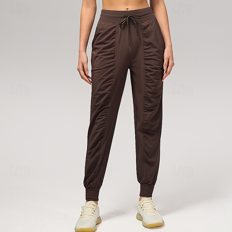 Mulheres Calças de fitness Calças de Pilates Calças de ioga Com Cordão Rugas Com bolsos Leve Cintura Alta Pilates Academia Zumba Calças Azul marinho Castanho Claro Preto Outono Esportes Roupas de 2025 por $25.99 –P10