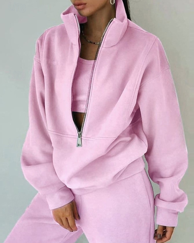 Damskie Spodnie dresowe Dres polarowy Góra ścieżki Zamek 2-częściowa Solidne kolory Rozpinana bluza i spodnie dresowe Zestawy odzież Jesień Leśna zieleń Granatowy Siłownia Sportowy Bieganie Keep Warm 2026 - $31.99 –P14