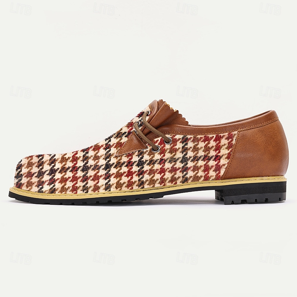 Men's Houndstooth Jacquard Fabric Loafers – Stylish Vintage Casual Shoes for Daily Walking, Weekend Outings, Bavarian Beer Festivals and Comfortable Everyday Wear 2025 - $46.99 –P3