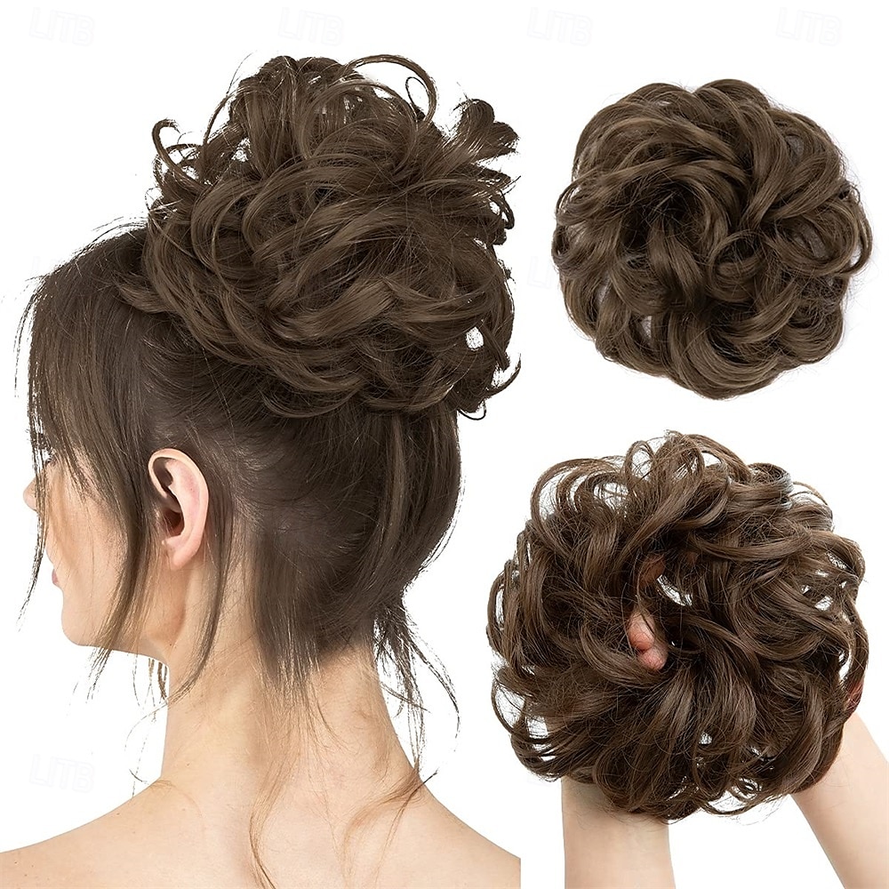 Extensions de cheveux chignon épais et bouclés, chignon synthétique, postiche épais pour femmes, gris multicolore de 2025 ? $9.49 –P2