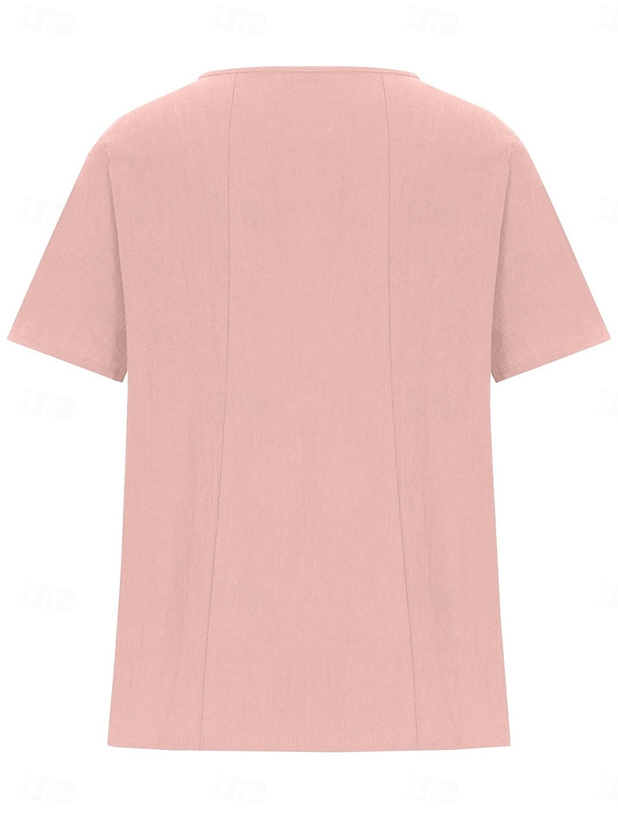 Pentru femei Bluză Floral Grafic Stilat Casual Manșon scurt Stil Nautic Topuri obișnuite Zilnic Ieșire Nasturi Imprimeu Alb Roz Îmbujorat Mov Maro Trifoi Vară Primăvară 2025 - $22.99 –P3