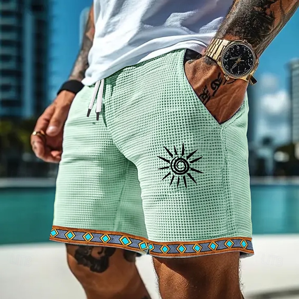 Per uomo Sole Etnico Cultura indiana Pantaloncini Waffle Pantaloncini da tuta Pantaloncini casual Misura del girovita medio Retrò Vintage Vacanza Jogging Allenamento Coulisse elastica in vita del 2026 a $22.99 –P1
