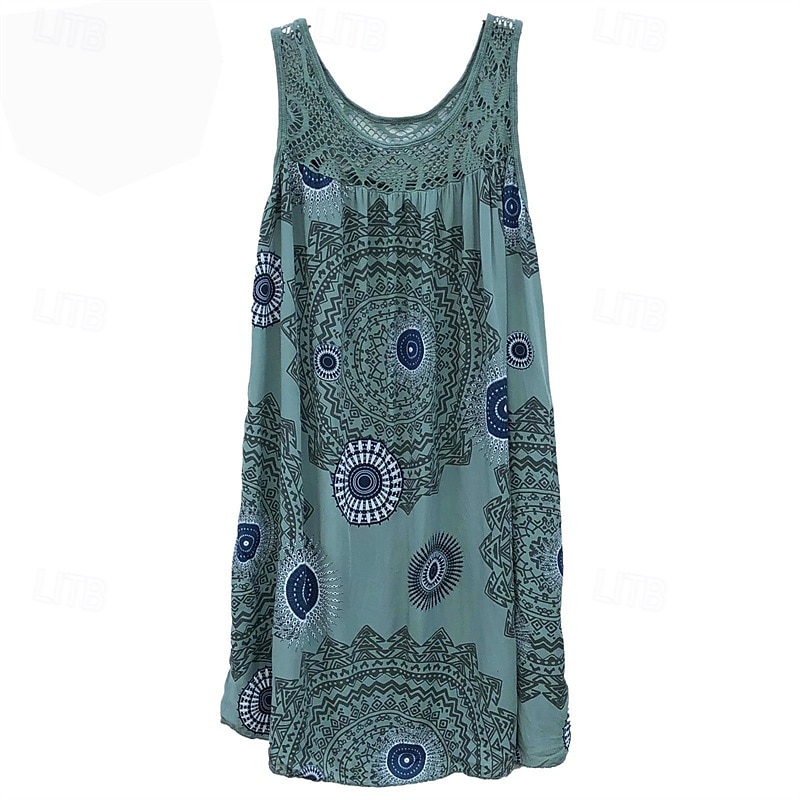 Damen Langes Kleid Maxikleid Freizeitkleid Schwingkleid Sommerkleid Unterkleid Mode Modern Täglich Strand Wochenende Normale Passform Grafik Ärmellos Rundhalsausschnitt Schwarz Weiß Gelb Wein Sommer 2025 - $20.99 –P12