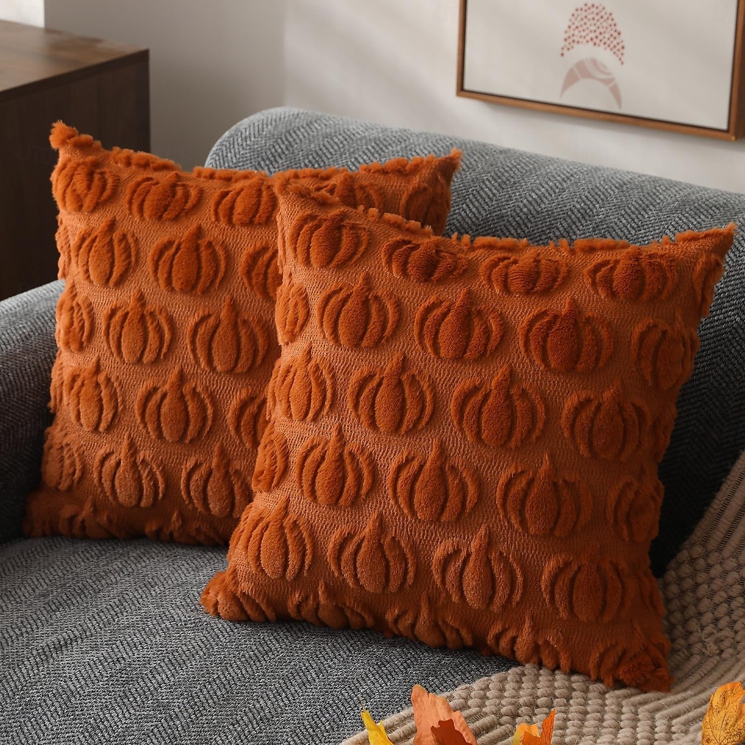 Fall Pillow Covers Fall Decorations Autumn Orange Pumpkin Throw Pillow Cases Soft Plush Faux Fur Wool Couch Cushion Case for Chair Sofa Bedroom Living Room Home Decor 2025 - $7.49 –P1