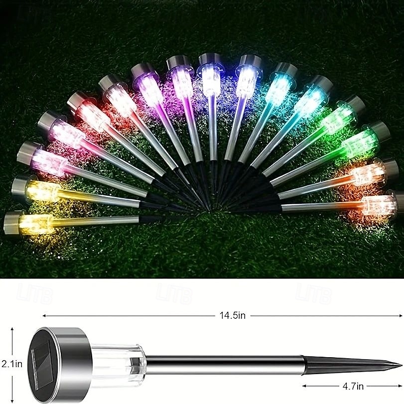 10/20 peças de luzes solares LED para áreas externas, luzes de aço inoxidável com interruptor automático de mudança de cor, adequadas para jardim, entrada de garagem, gramado, natal, dia das bruxas, de 2025 por $20.99 –P8