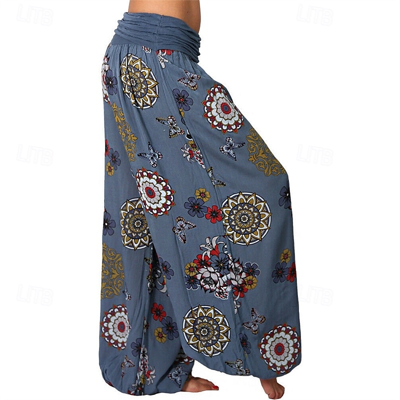 Mulheres Calças Calças Harem Calça Palazzo Moda Boho Comprimento total Cintura Média Imprimir Cintura elástica Confortável Micro-Elástica Rua Roupa Diária Para Noite Preto Branco Amarelo Rosa claro de 2025 por $19.99 –P9