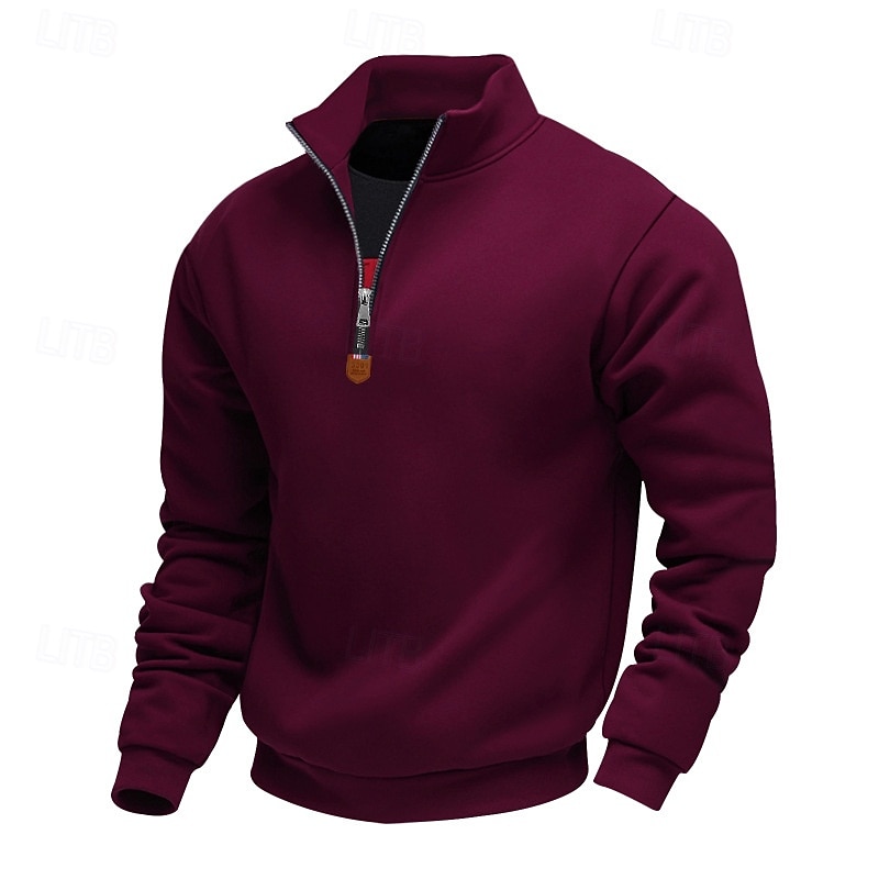 Hombre Sudadera Sudadera con un cuarto de cremallera Albaricoque Negro Blanco Vino Rojo Media cremallera Plano Deporte Diario Festivos Poliéster Ropa de calle Básico Casual Primavera Otoño Ropa 2025 - $21.99 –P16