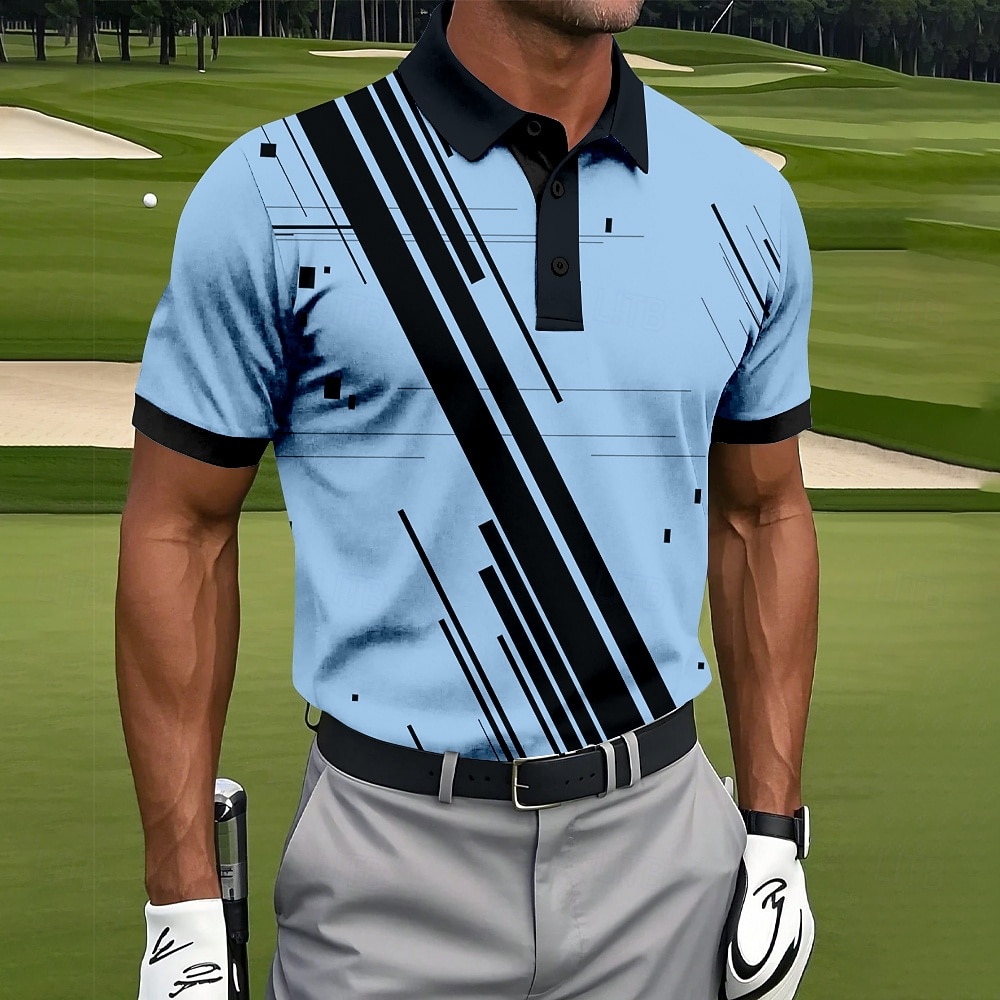 Homme Bloc de Couleur Golf Polo Polos de Sport Manche Courte Polos Chemises à Col Occasionnel Athleisure Boutons Été Bleu Blanche Vert de 2026 ? $22.99 –P2