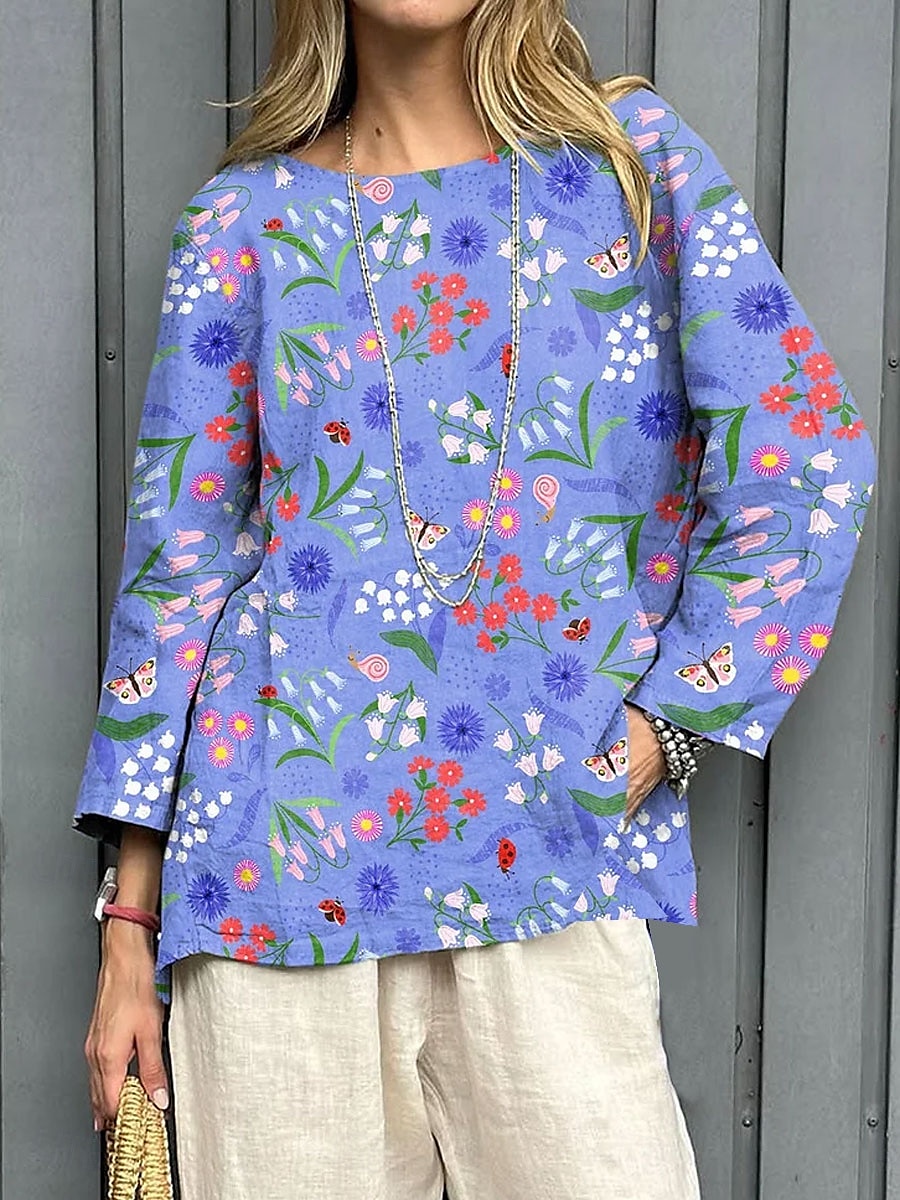 Dámské Halenka Květinový Grafika Elegantní stylové 3/4 délka rukávu Do V Úzký výstřih Běžné topy Denní Dovolená Tisk Vodní modrá Fialová Khaki Léto Jaro 2025 - $27.99 –P2
