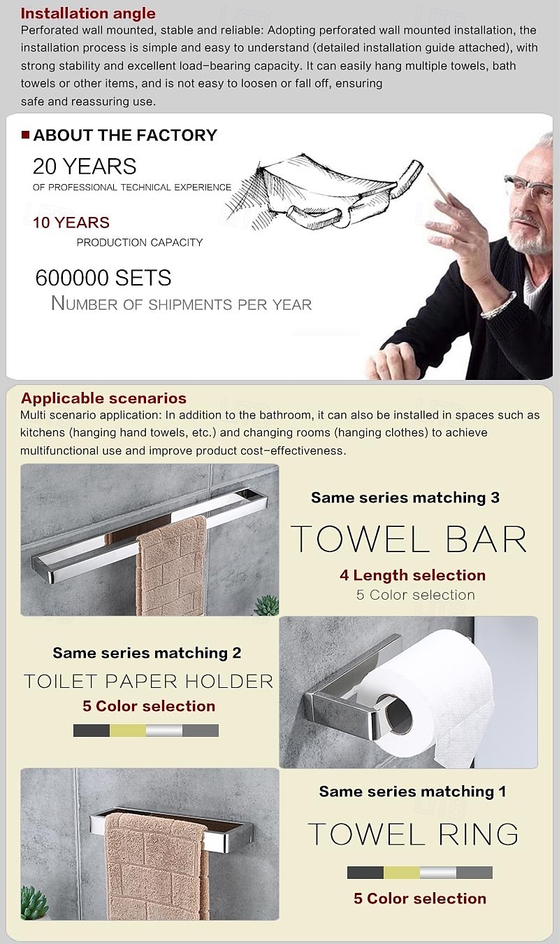 Towel Bar Towel Rack 304 Stainless Steel Wall Mounted Bathroom Hardware Towel Holder for Bath Towels, Rustproof Towel Rail for Kitchen, Shower, Hotel Use, Heavy Duty Polished Finish 2026 - $42.99 –P9