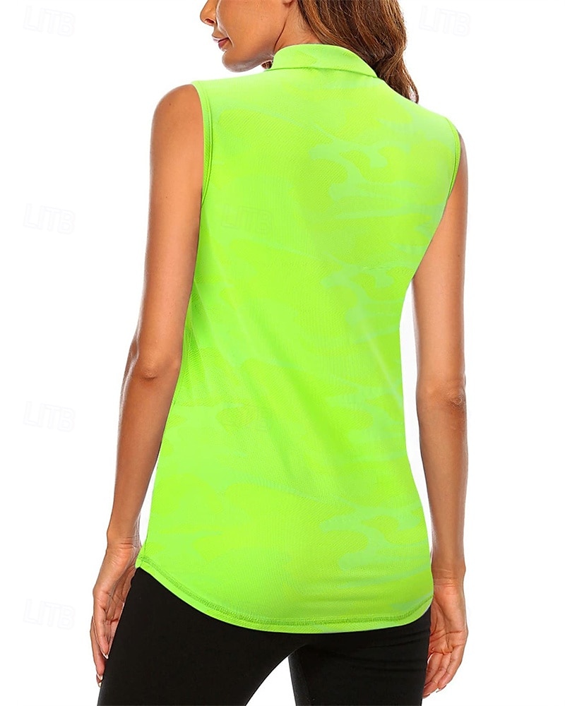 Women's Solid Colored Sport Shirt Golf Polo Shirt Tennis Shirt Sleeveless Zipper High Elasticity Moisture Wicking Breathable Tennis Golf Pickleball Turndown Zip Collar Shirt Top Sky Blue Purple Green 2026 - $22.99 –P6