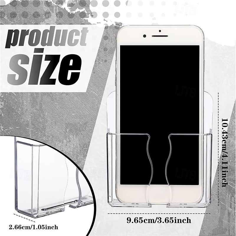 Wall Mounted Phone Holder Self Adhesive Cell Phone Stand with Charging Hole Acrylic Clear Remote Control Stand Bedside Organizer for Home Office 2026 - $9.99 –P6