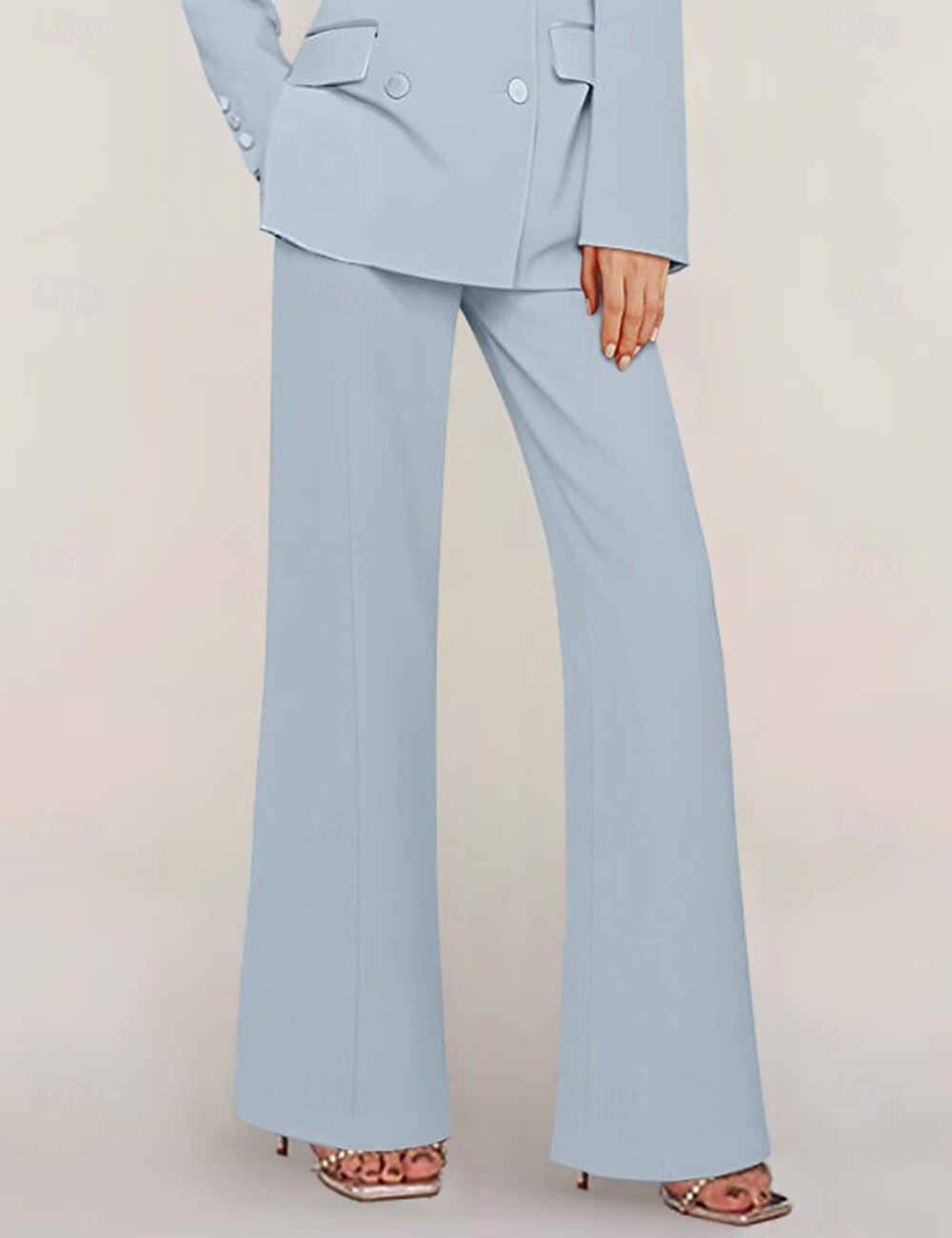 Tuta / Completo Pantalone Abito da cerimonia per signora Formale Ospite di nozze Elegante Colletto a Camicia Lunghezza al pavimento Chiffon Elasticizzato Manica Lunga con Bottoni Tinta unita 2025 del 2025 a $68.99 –P19