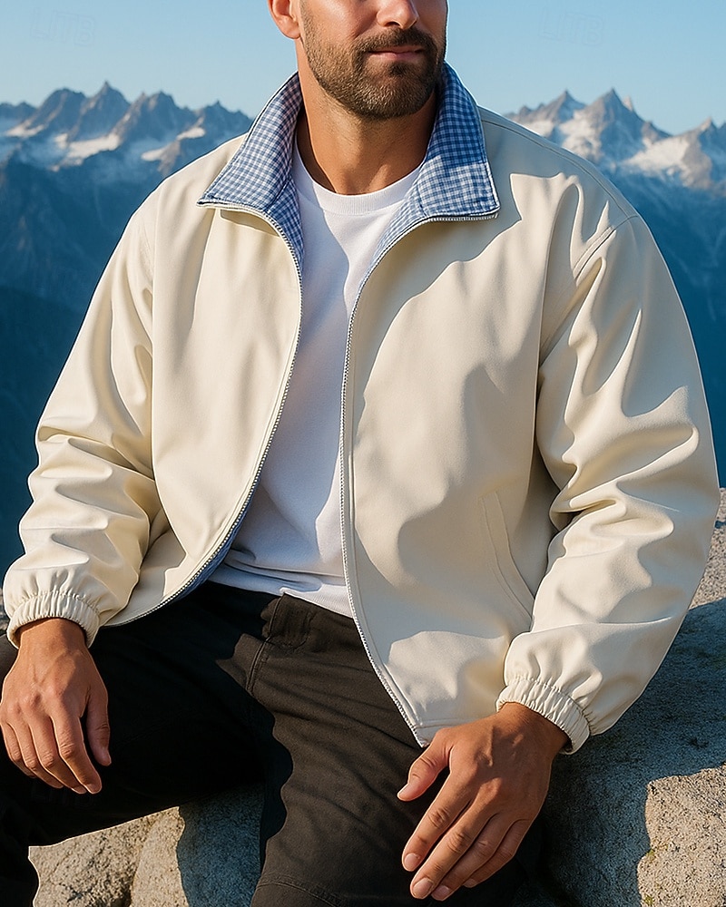 Voor heren Buitenjas Wandeljack Buiten Zonbescherming Sneldrogend Lichtgewicht UV-koeling Wandeloutfits Wandelkleding Lente Herfst Jack Tennis Golf Hardlopen Effen Kleur Lichtgeel Zwart Hemelsblauw 2025 - $55.99 –P7