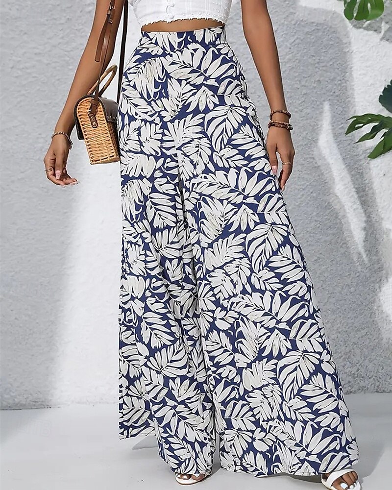 Per donna Gamba larga Pantaloni Casual Boho Lunghezza intera Vita Alta Piante Tasca Design con Coulisse Elastica Traspirabilità Morbido Micro-elastico Vacanza Streetwear Abbigliamento quotidiano del 2025 a $17.99 –P15