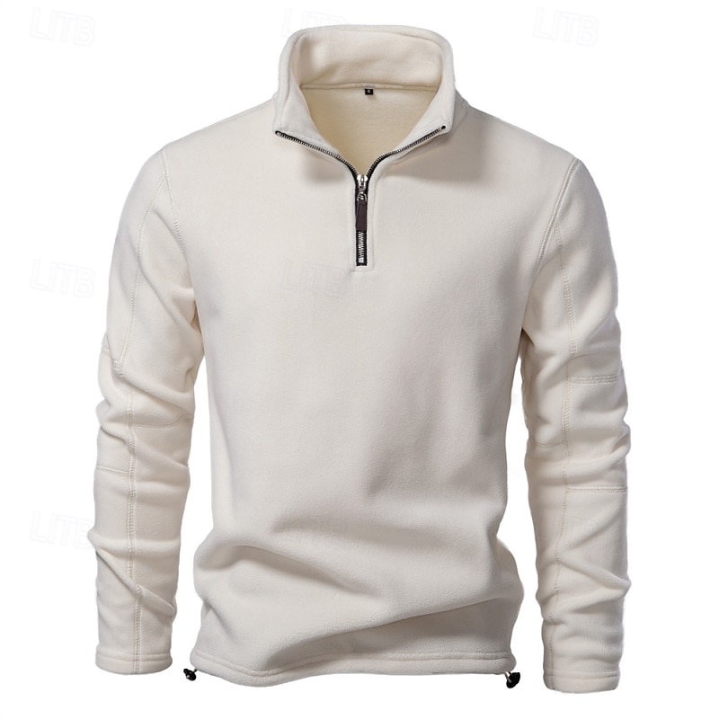 Per uomo Felpa con zip Felpa con cappuccio in pile Khaki chiaro. Nero Bianco Blu marino Marrone Colletto Mao Semplice Con zip Zip a un quarto Sport & Outdoor Casuale Quotidiano Streetwear Cool del 2025 a $37.99 –P6
