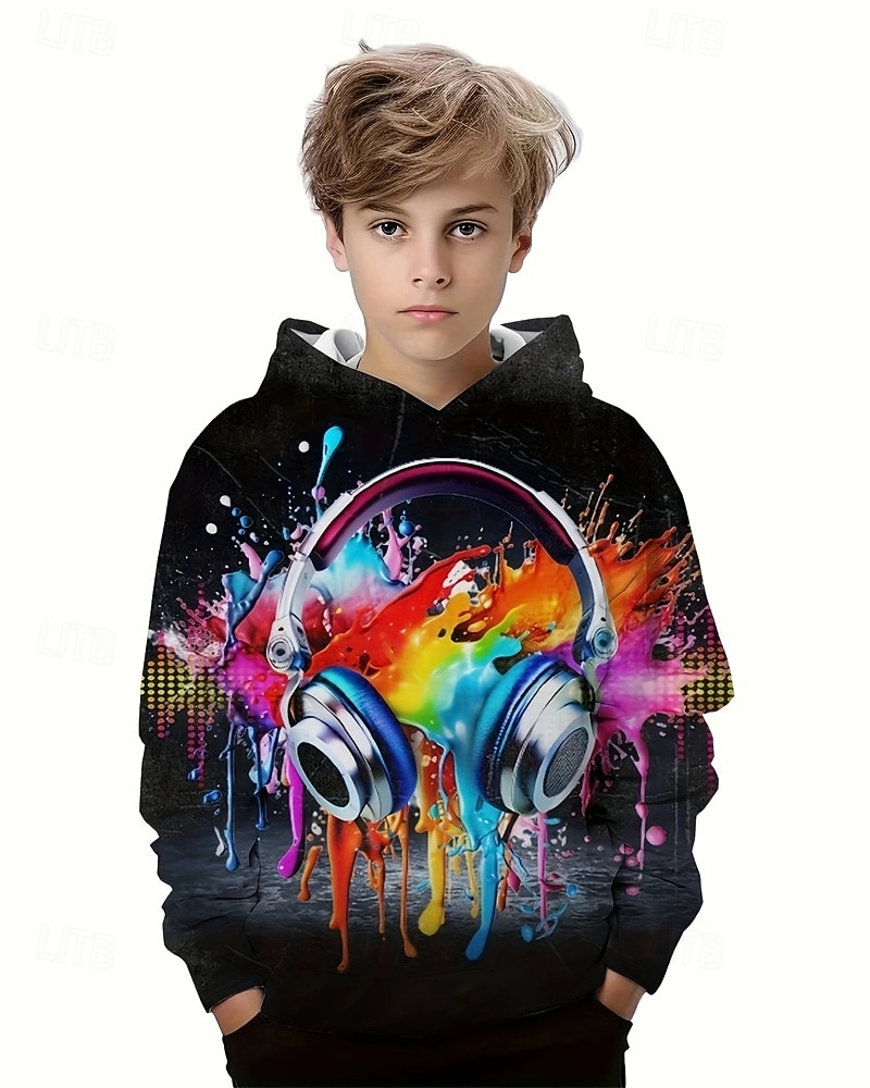 Jungen 3D Grafik Kapuzensweatshirt Langarm Frühling Herbst Mode Streetwear Kinder 4-12 Jahre Mit Kapuze Outdoor Lässig Täglich Normale Passform 2026 - $18.99 –P1