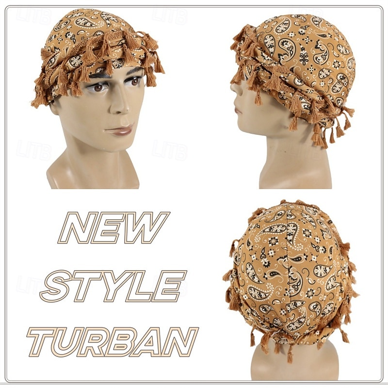 Men's Beanie Hat Beanies Black Yellow Polyester Tassel Cozy Daily Wear Going out Paisley Windproof 2025 - $10.49 –P7
