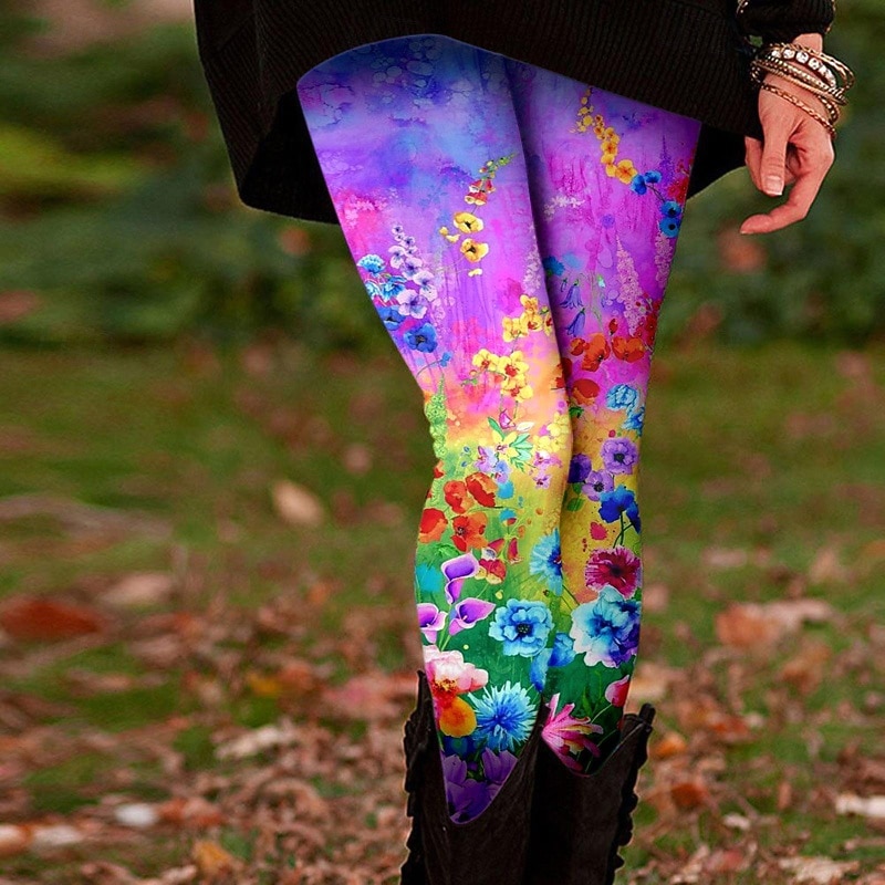 Damen Stoffhosen Leggings Gemütliche Leggings Streetwear Lässig Volle Länge Natürliche Taille Blume Elastischer Bund Druck Bequem Außenbereich Outdoor Urlaub Saphir Marineblau Marinenblau Schwarz 2026 - $19.99 –P8