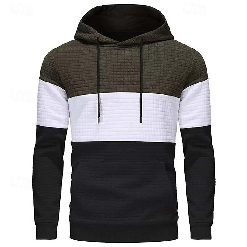 Hombre Sudadera Blanco Amarillo Vino Verde Ejército Caqui Con Capucha Bloque de color Bolsillo Con Texturas Deporte Diario Festivos Poliéster Ropa de calle Básico Casual Primavera Otoño Ropa 2025 - $20.99 –P7