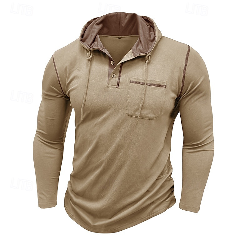 Men's Tee Top Long Sleeve Shirt Long Sleeve Hooded Summer All Seasons Solid Color Daily Casual Street Style Hooded Outdoor Street Causal Light Blue White Black Top Tee for Men 2025 - $22.99 –P6